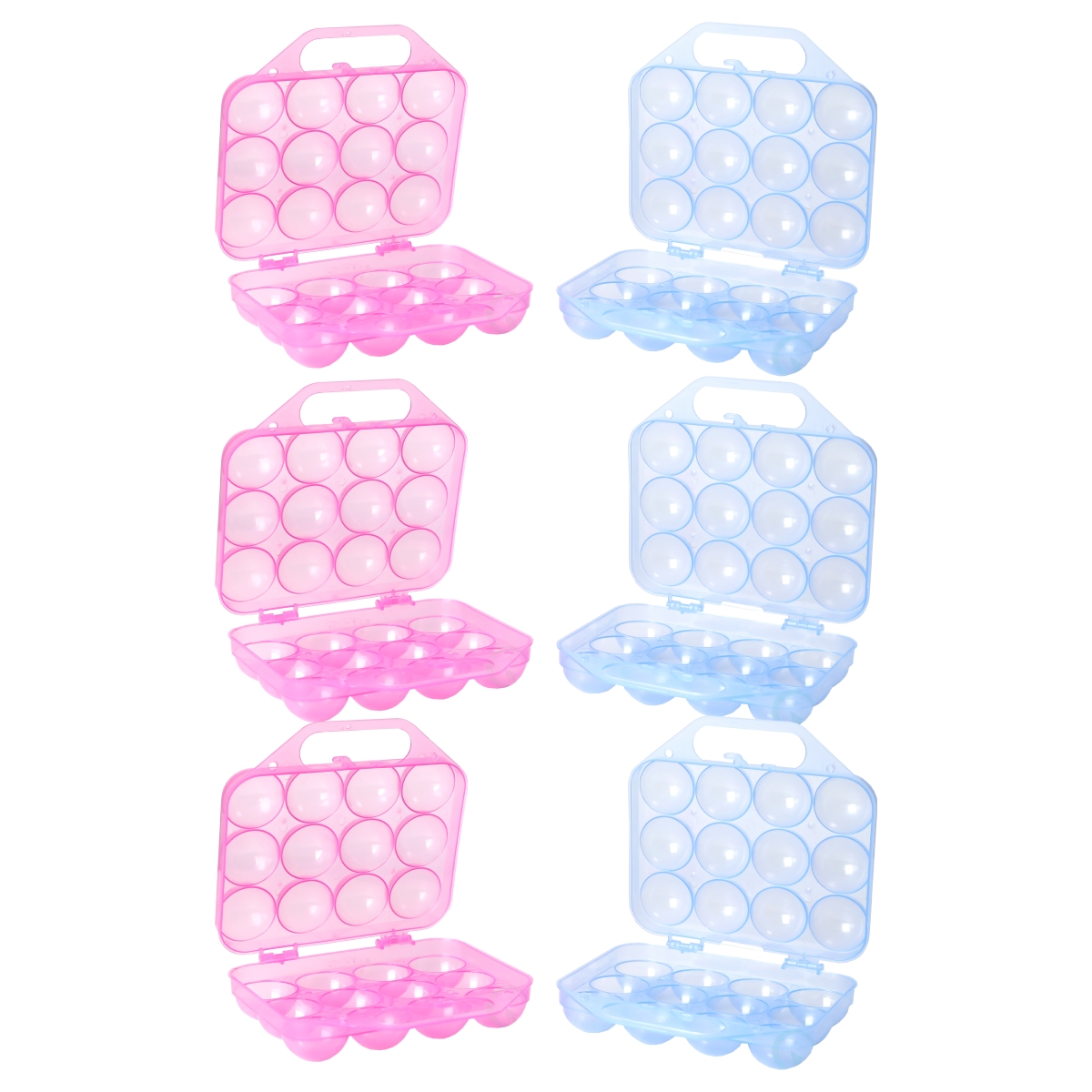 Picture of Basicwise QI003329.6 Clear Plastic Egg Carton, 12 Egg Holder Carrying Case with Handle, Set of 6