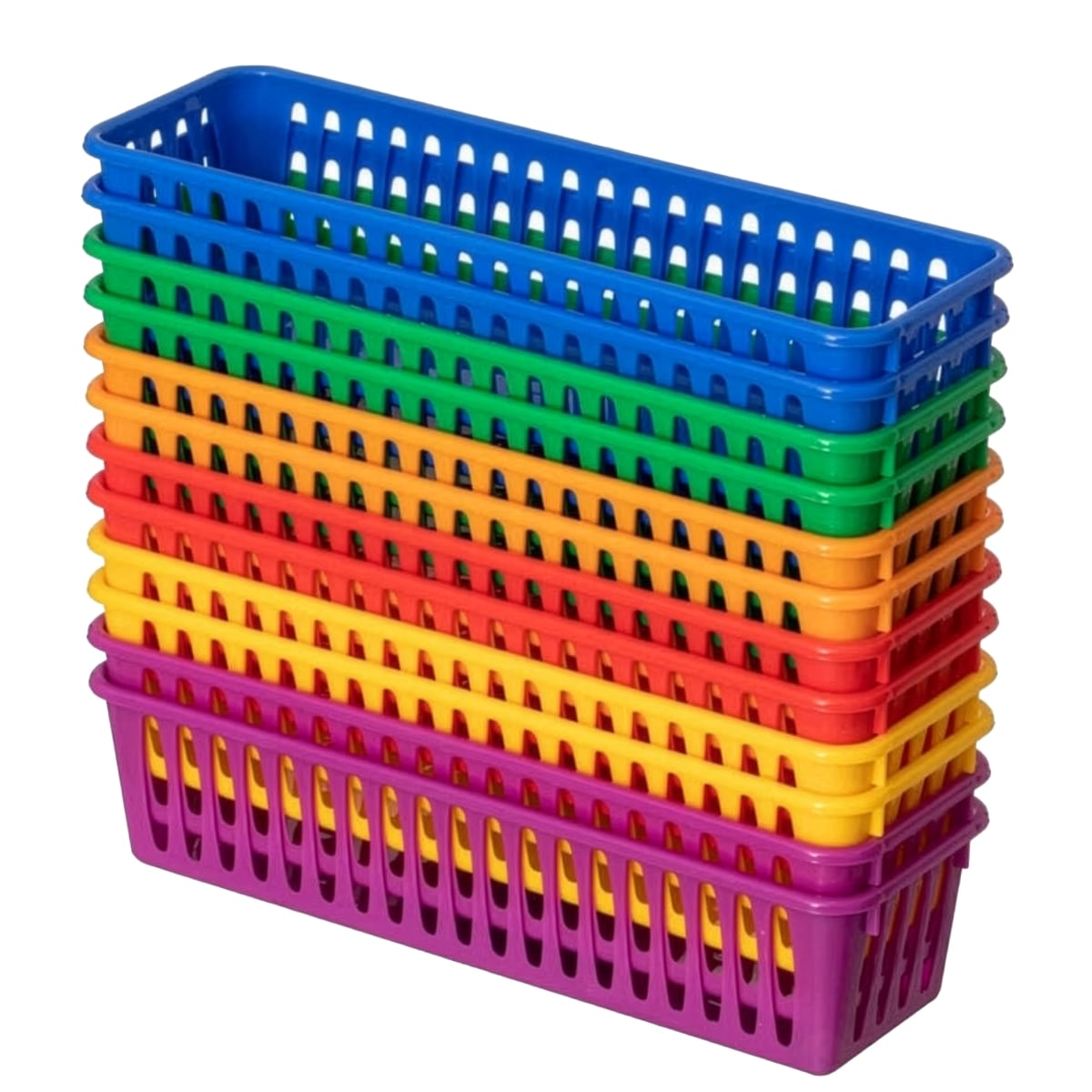QI004877  12-pc Plastic Storage Baskets for School Organization Teacher Essentials Desk Accessories
