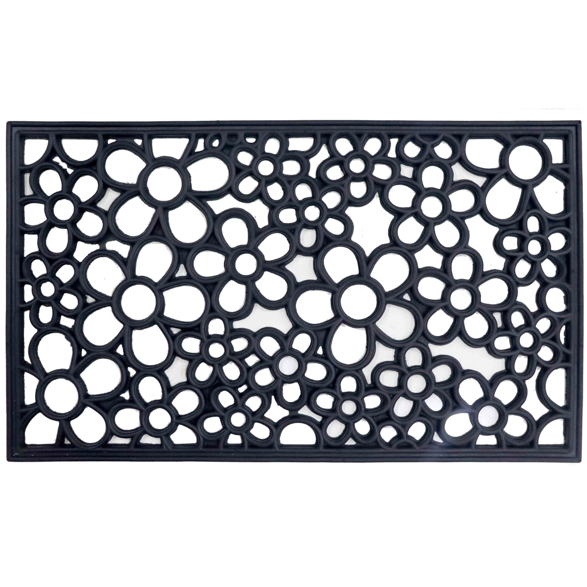 QI004896 30 x 18 in. Black Rubber Classic Pattern Rubber Non-Slip Grip Indoor or Outdoor Door Mat