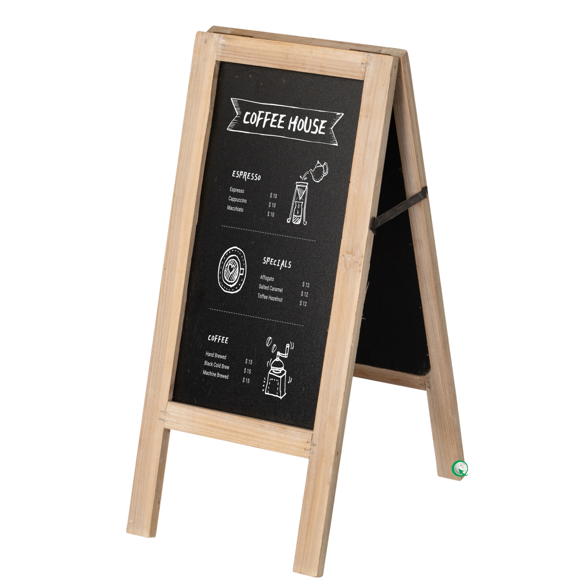 QI004935.L  19-inch Wooden A-Frame Chalkboard Sign Double-Sided Menu Board Easel for Restaurant Cafe Bar Coffee Shop Bakery Wedding Party, Large