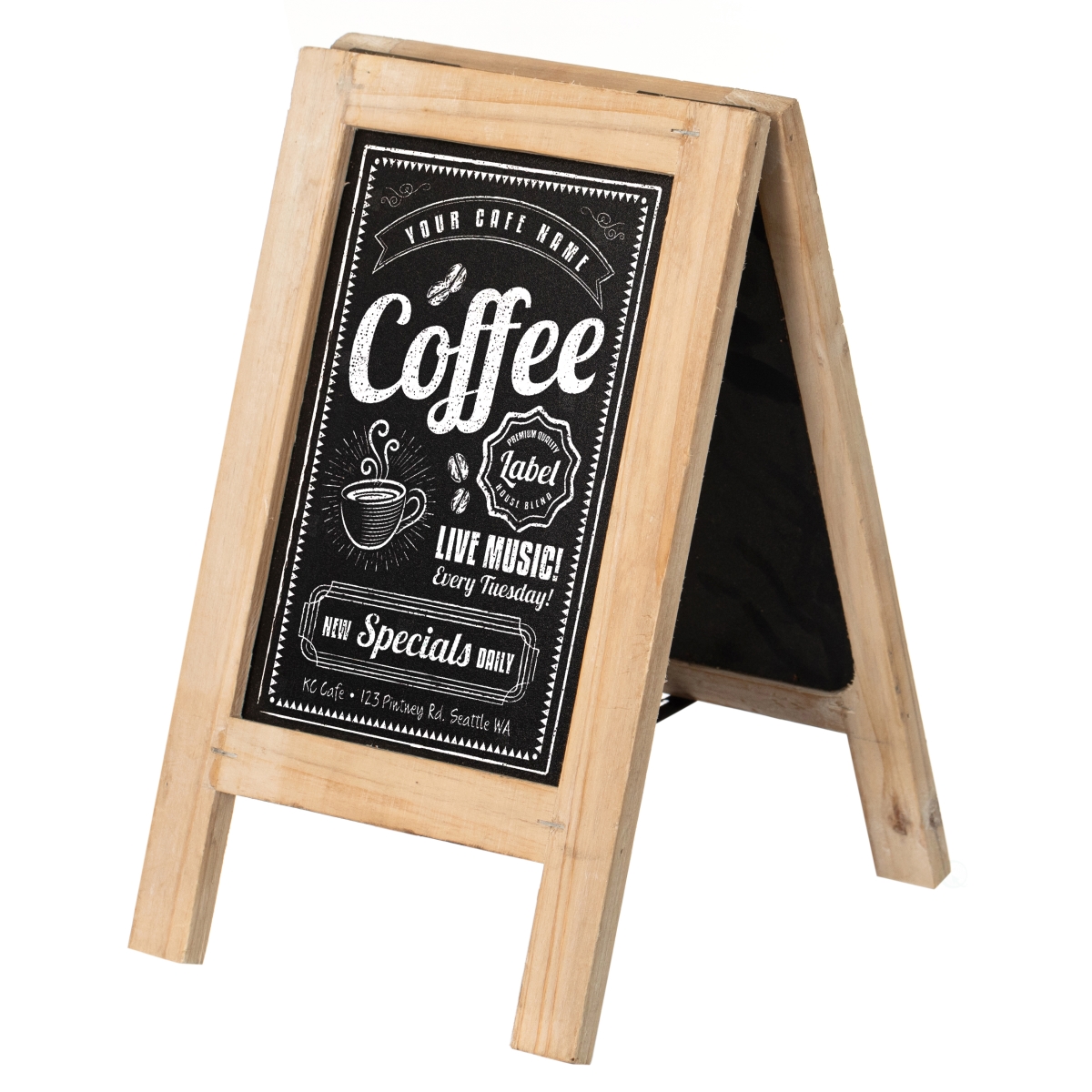 QI004935.S  11-inch Wooden A-Frame Chalkboard Sign Double-Sided Menu Board Easel for Restaurant Cafe Bar Coffee Shop Bakery Wedding Party