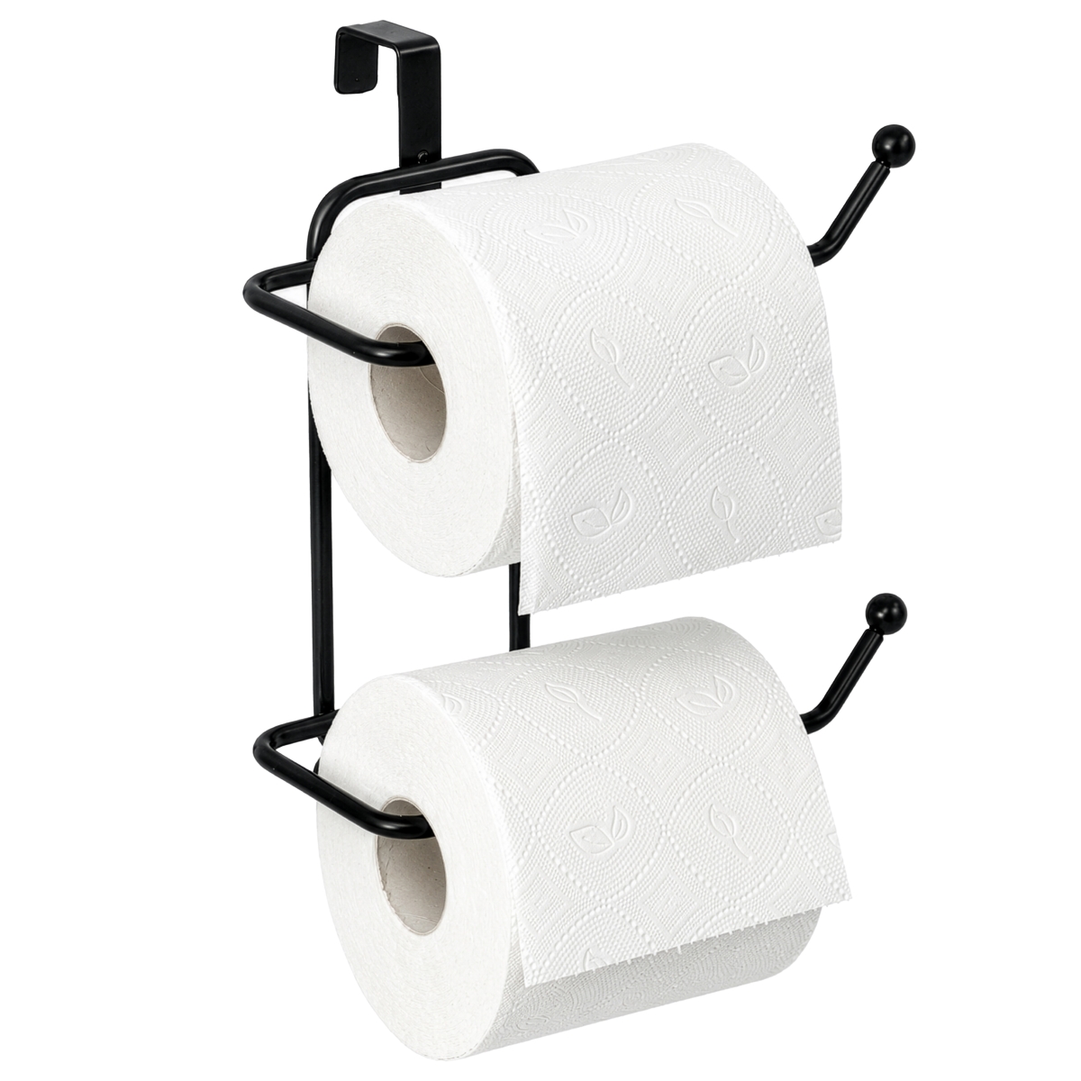 QI004050.BK  Over-the-Side Tank Double Toilet Paper Holder Compact Modern Bathroom Organizer Practical Storage Rack