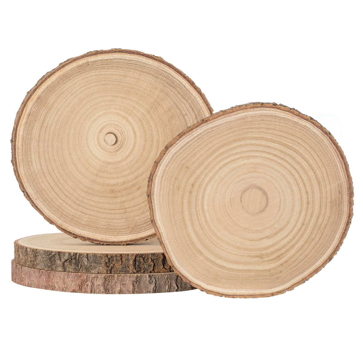 Picture of Vintiquewise QI004940-10.4 Vintiquewise Set of 4 Rustic Wood Slices Round Multi Purpose Natural Wooden Slabs for Chargers Cake Risers Serving Trays, 10-inch