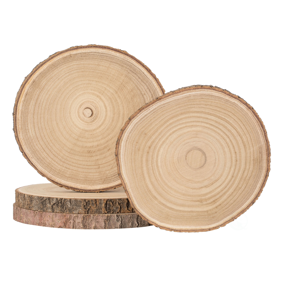 Picture of Vintiquewise QI004940-12.4 Vintiquewise Set of 4 Rustic Wood Slices Round Multi Purpose Natural Wooden Slabs for Chargers Cake Risers Serving Trays Table, 12-inch