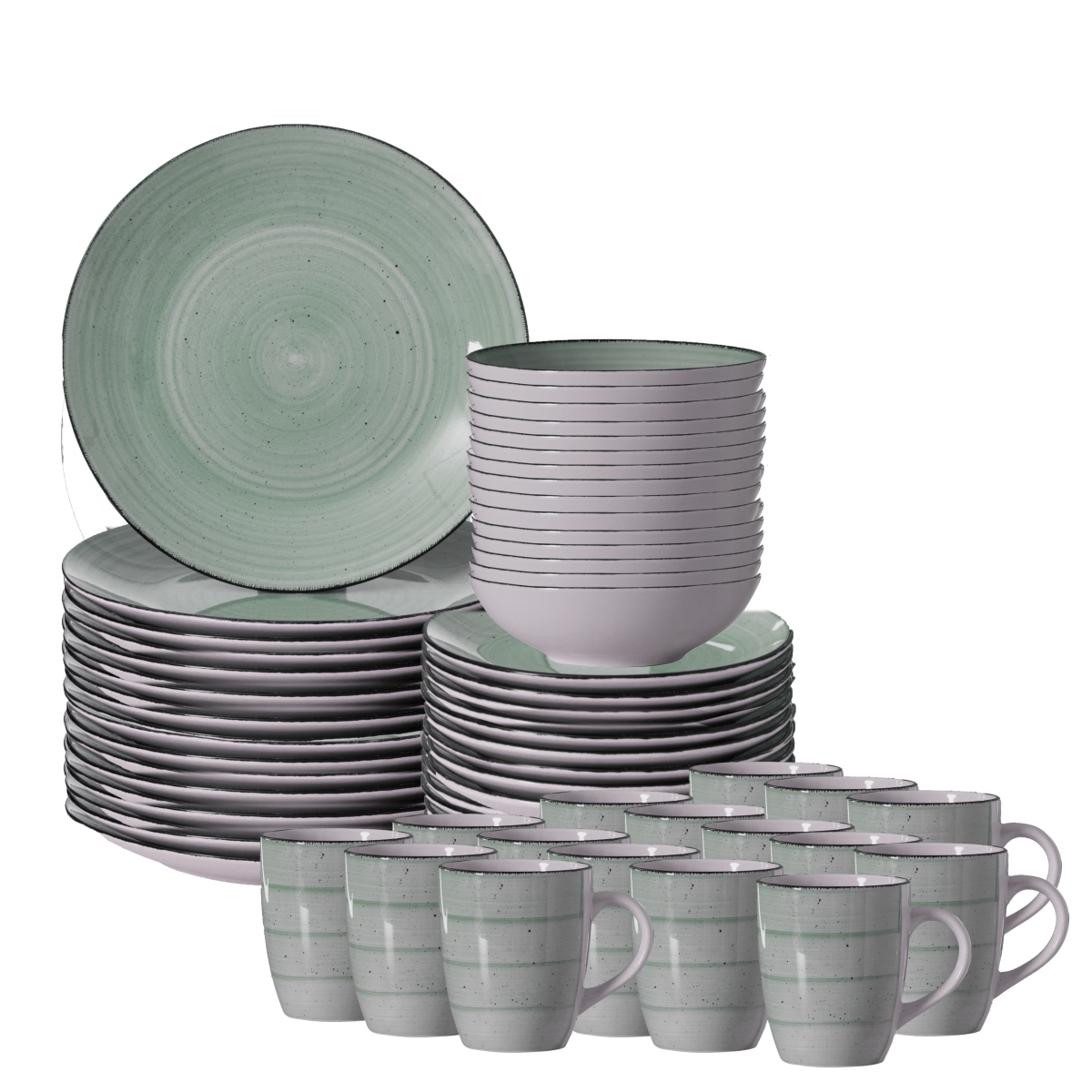 Picture of Di ares QI004502.GN.4 64-PC Dinnerware Set for 16 Includes Mugs Bowls Salad and Dinner Plates Chip Resistant Microwave and Dishwasher Safe, Green