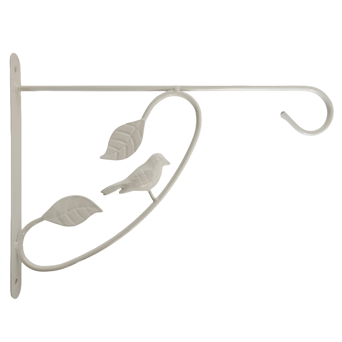 QI004992 Bird Scroll Metal Wall Bracket for Hanging Accessories and Flowerpots Suitable for Indoor & Outdoor Use, White