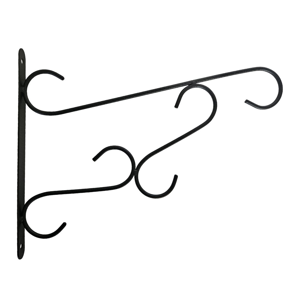 QI004990.BK Curved Scroll Metal Wall Bracket for Hanging Accessories and Flowerpots Suitable for Indoor & Outdoor Use, Black