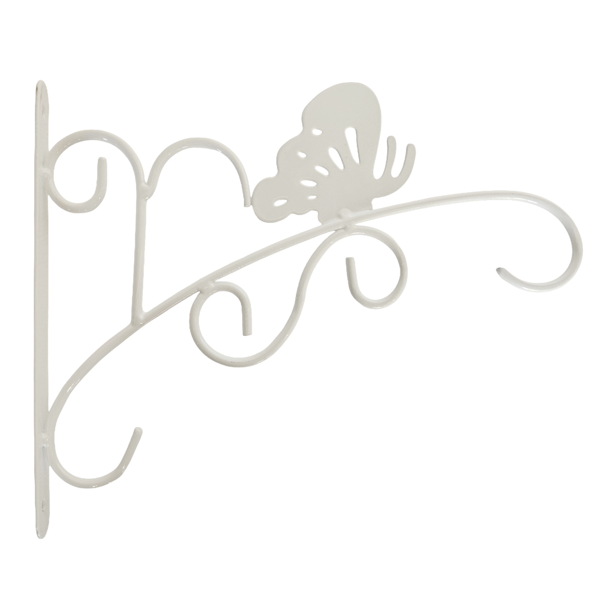 QI004991 Butterfly Scroll Metal Wall Bracket for Hanging Accessories and Flowerpots Suitable for Indoor & Outdoor Use, White