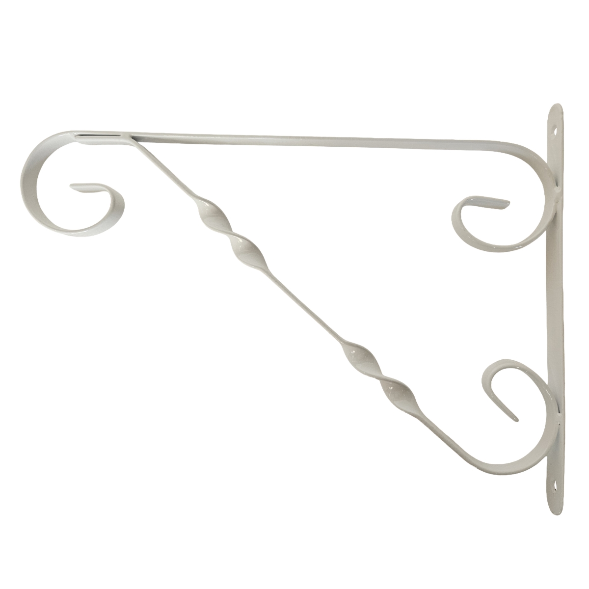 QI004989 Classic Scroll-Design Metal Wall Bracket for Hanging Accessories and Flowerpots for Indoor & Outdoor Use, White