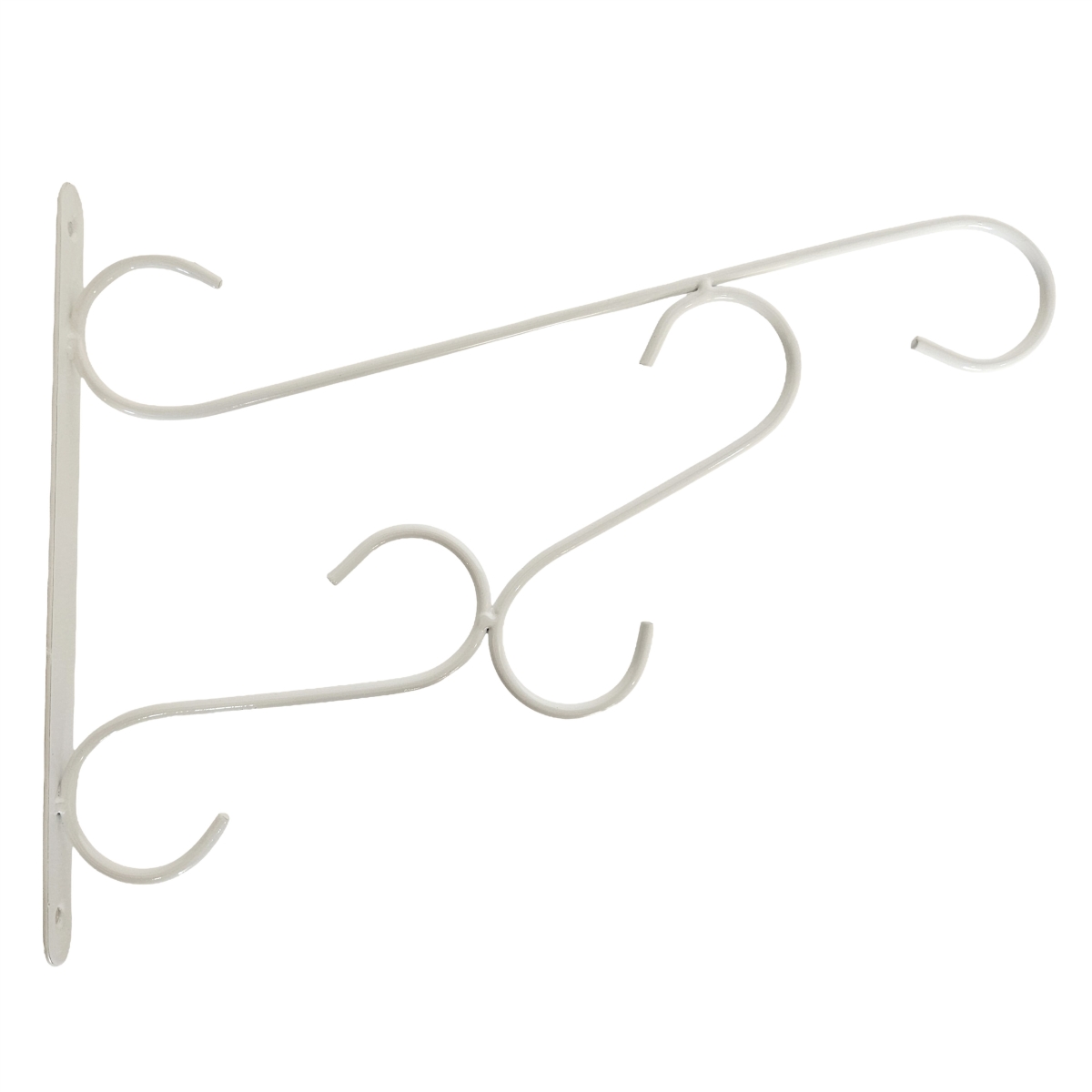 QI004990 Curved Scroll Metal Wall Bracket for Hanging Accessories and Flowerpots Suitable for Indoor & Outdoor Use, White