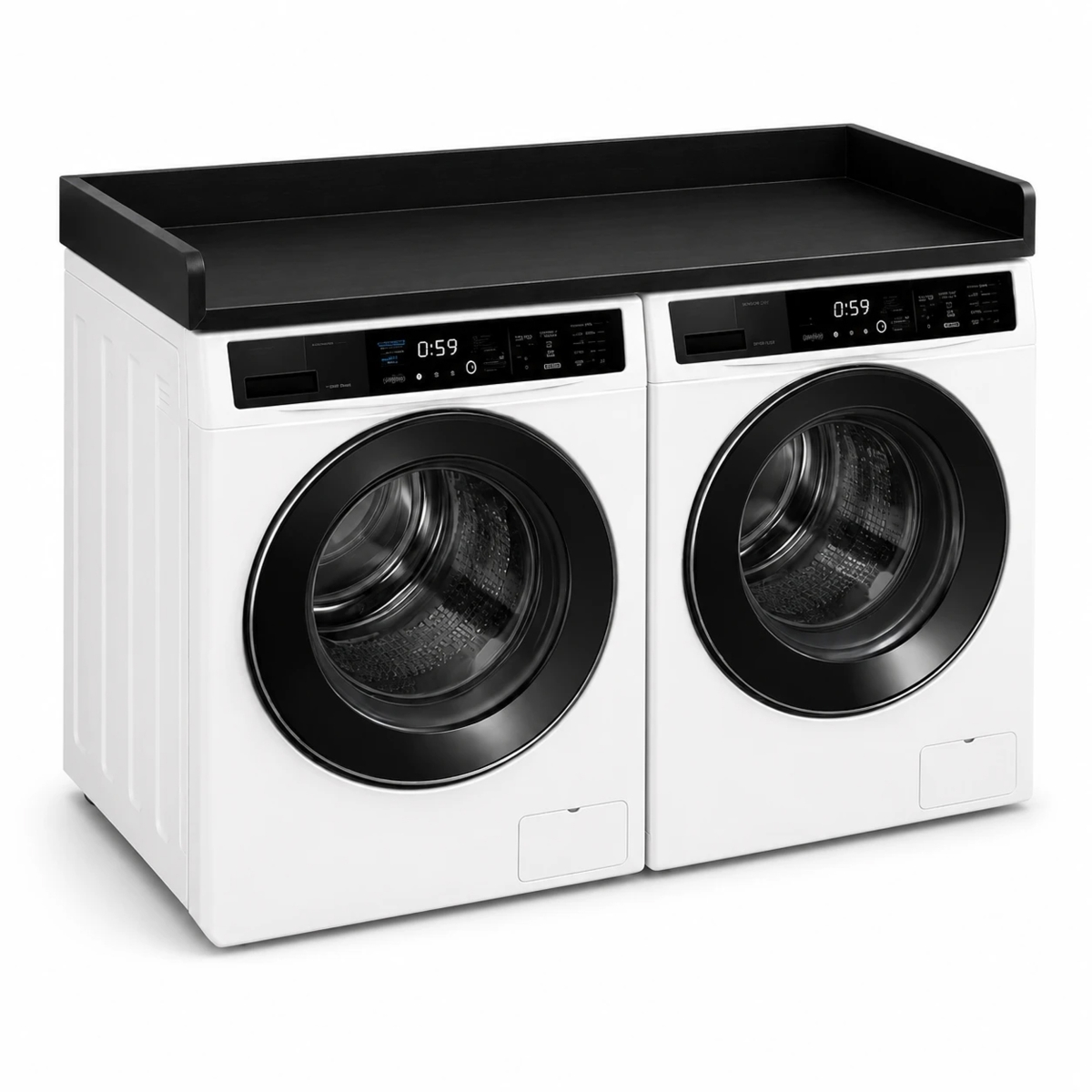 QI005001.BK 54 Washer and Dryer Countertop Shelf with Raised Edges, Flat Space-Saving Topper Surface Storage Organizer, Black