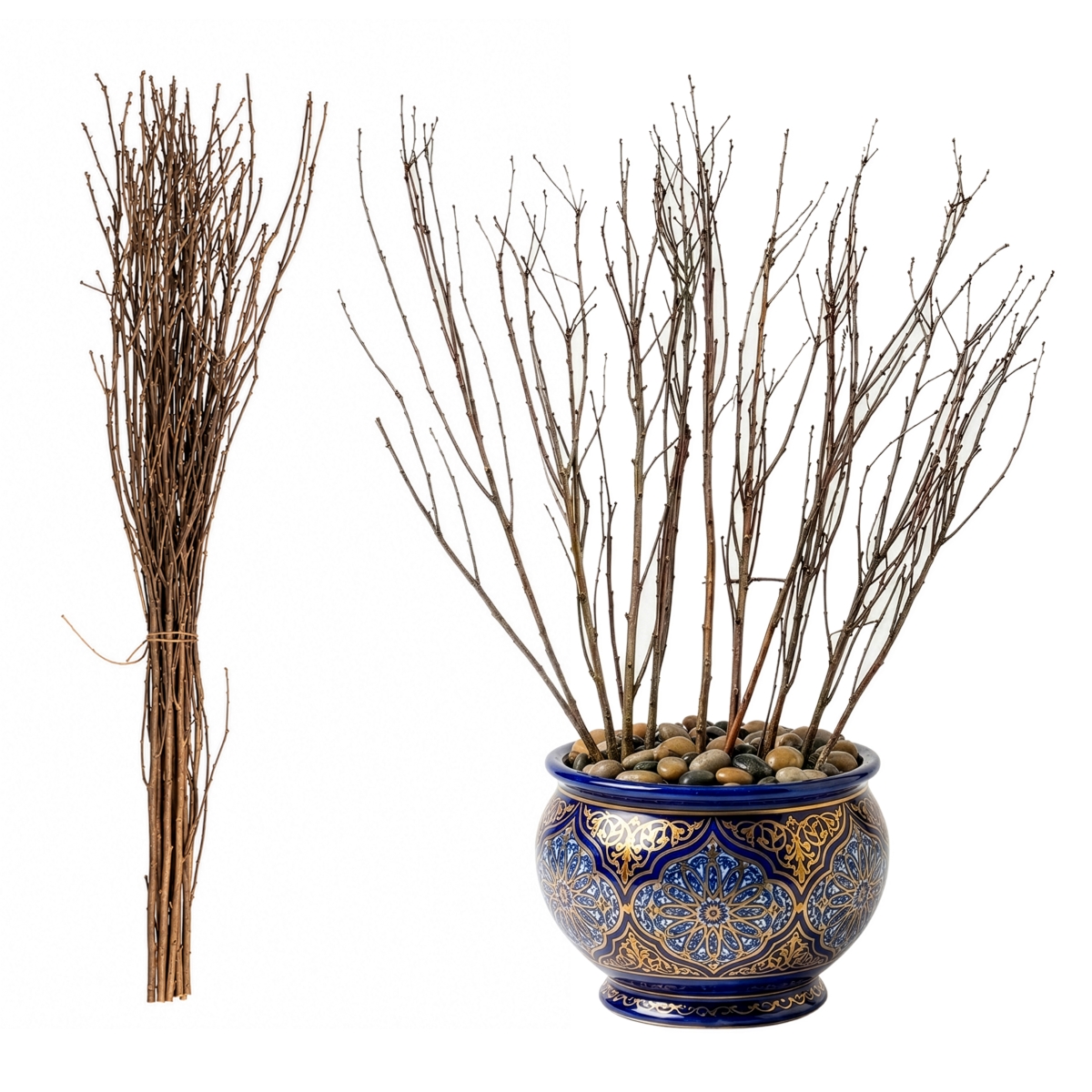 QI005011.37  37-inch Silver Willow Branches for Home Decor and Events, Brown