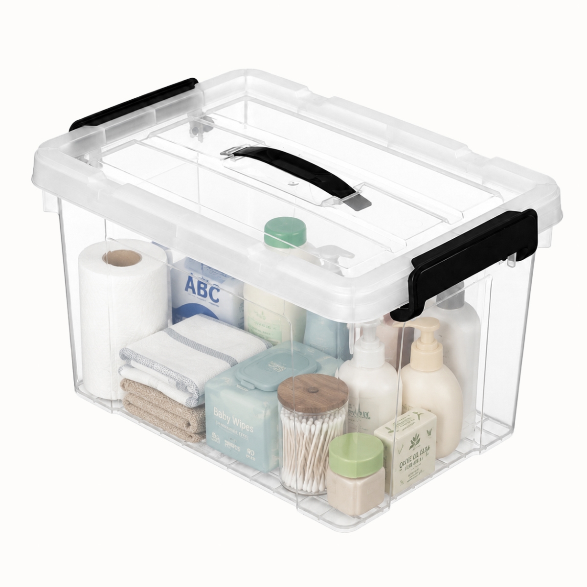 QI005013-25  26 QT Plastic Bin Stackable Storage Box for Home Organization