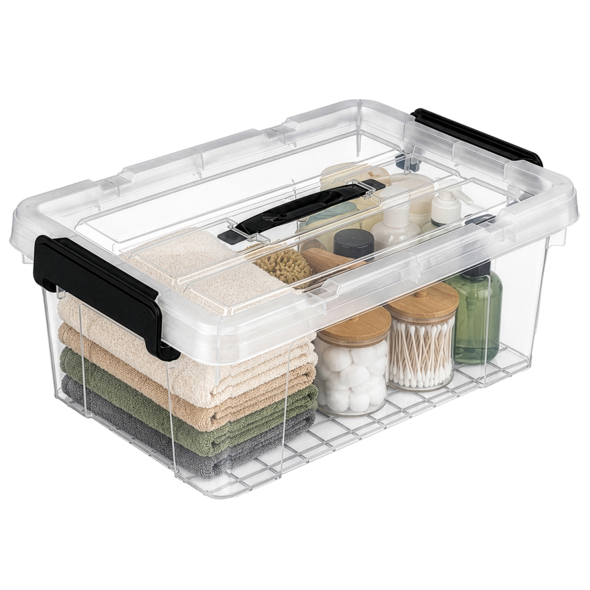 QI005013-15  16 Quart Clear Plastic Storage Bin for Office & Home Organization