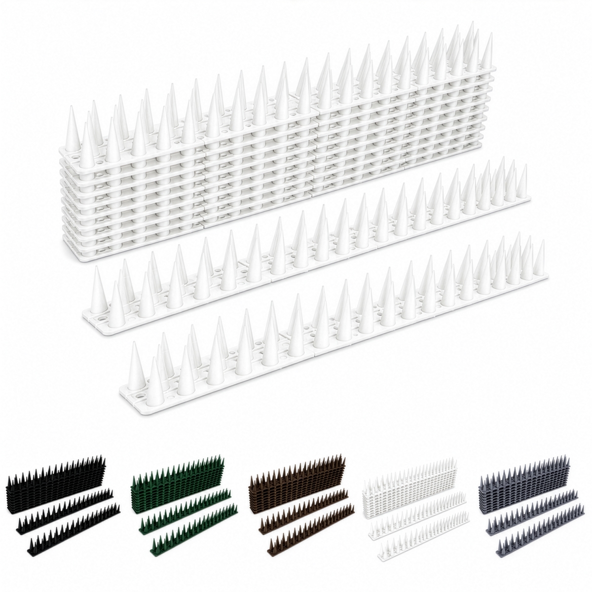 QI005035.WT.10  10-Piece 1.5' High Spikes Bird & Animal Deterrent Strips, White