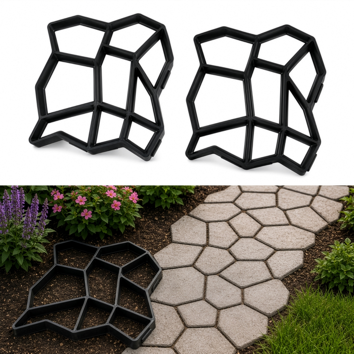QI005038  17' Paving Mold, DIY Path Maker for Garden Walkways, Set of 2