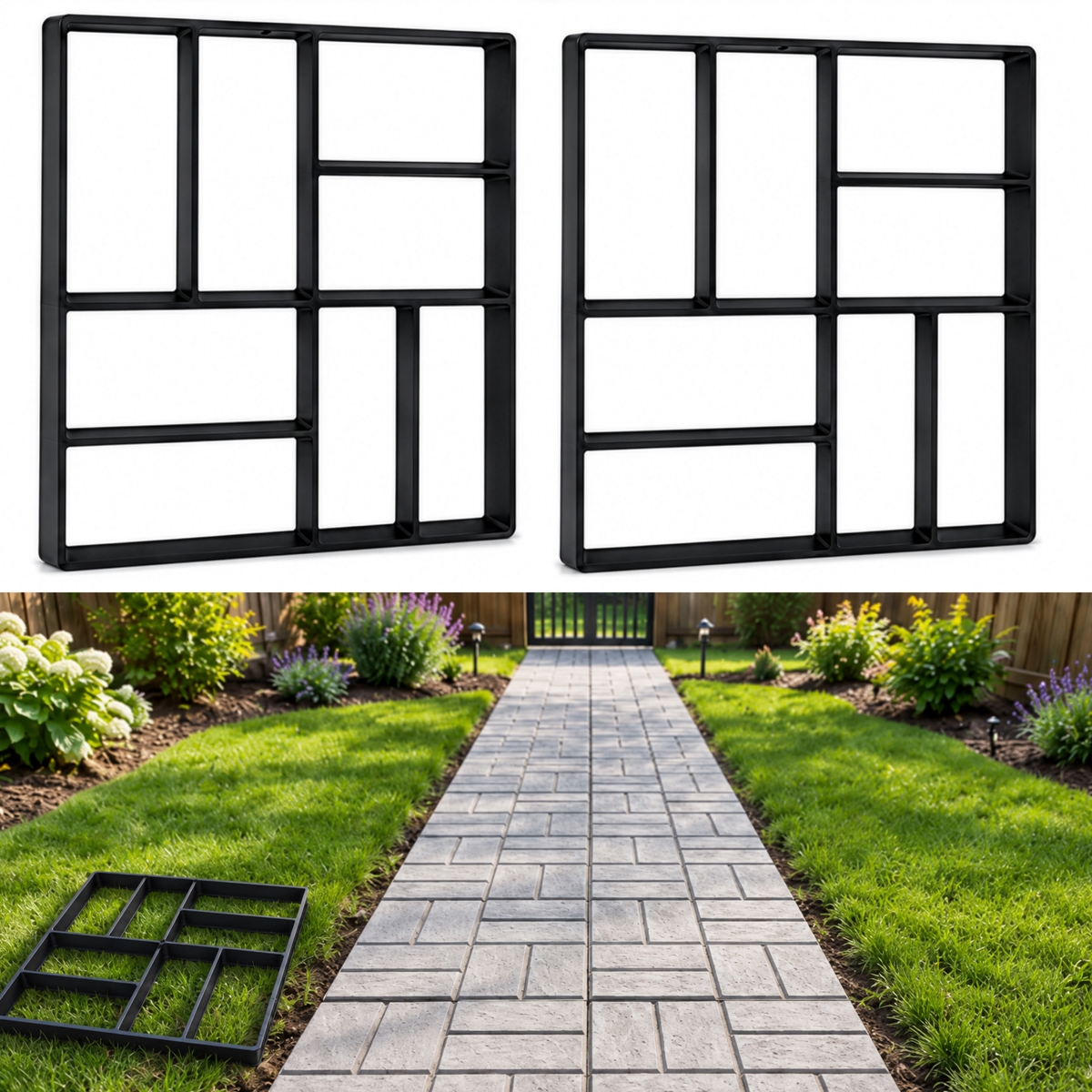QI005040  16' Paving Mold, DIY Path Maker for Garden Walkways, Set of 2