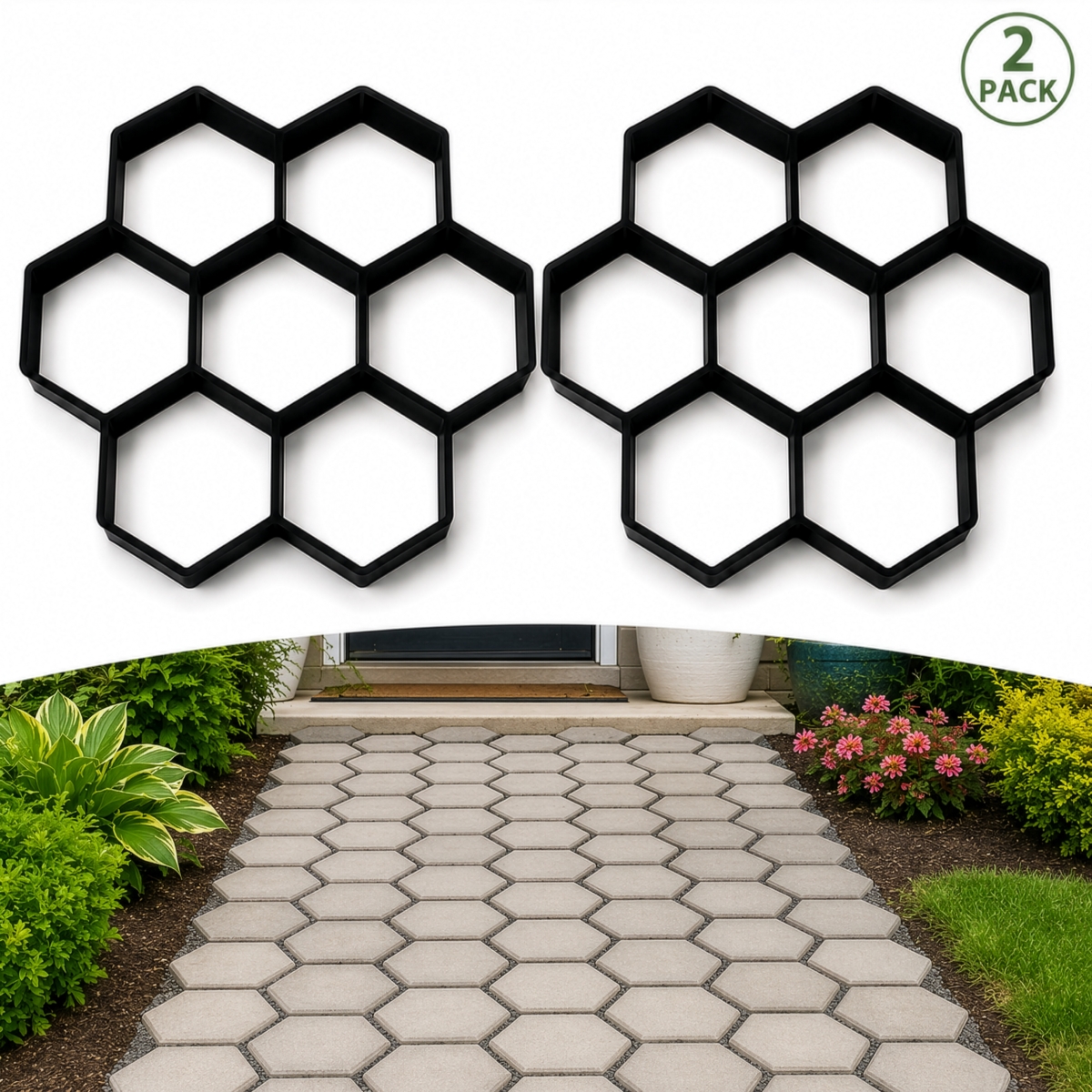 QI005041  12' Paving Mold, DIY Path Maker for Garden Walkways, Set of 2