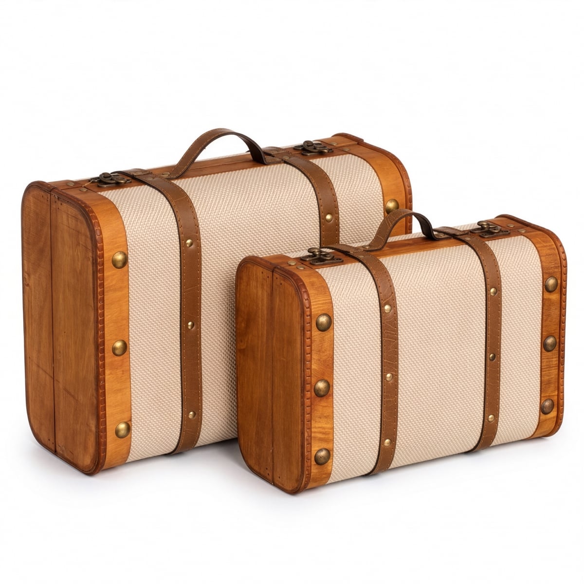 QI005034.W  Vintage Wooden Decorative Suitcases 2-Piece Storage Set, White