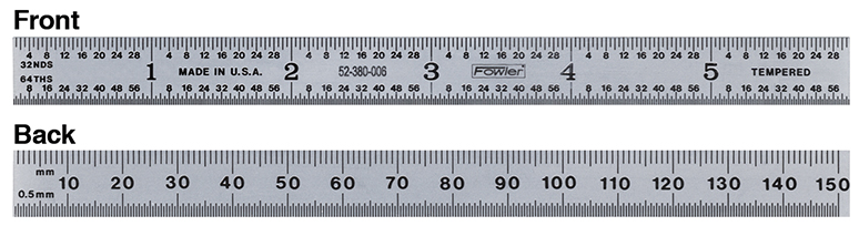6 in. Satin Flexible Chrome Steel Rule for 10Ths & 50Ths