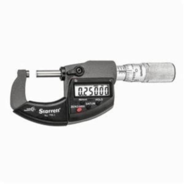 796.1XFL-1 0 to 1 in. Global Series Electronic Outside Micrometer Without Output LCD Display Carbide Tip, Satin Chrome -  Starrett