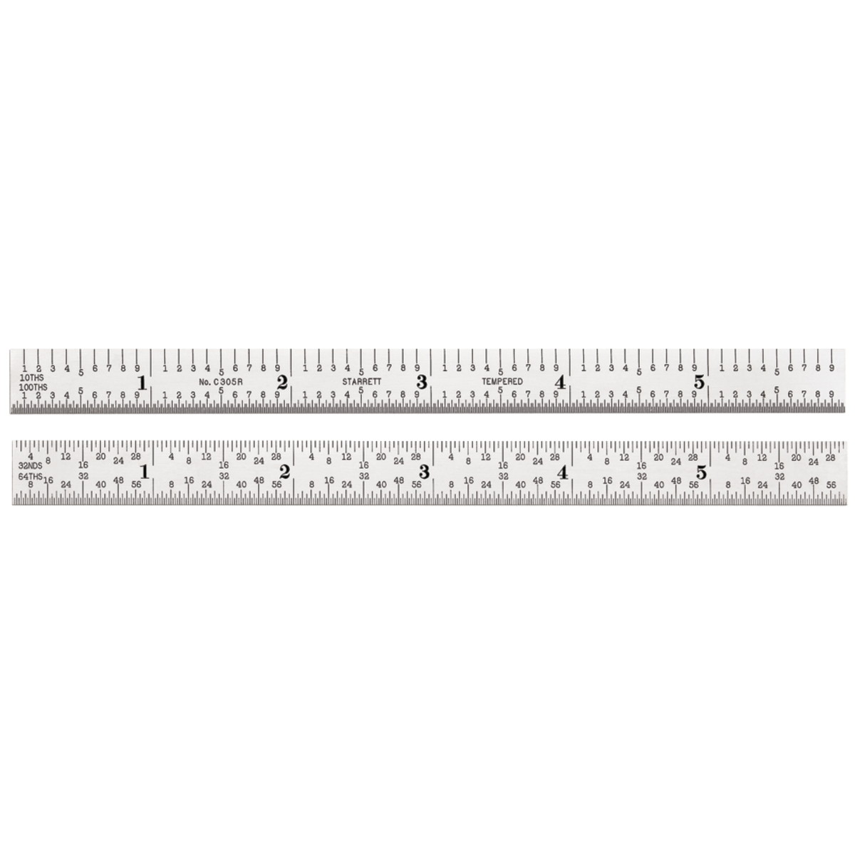 Full Flexible Steel Rule with 5R Graduations - Silver - 6 in.