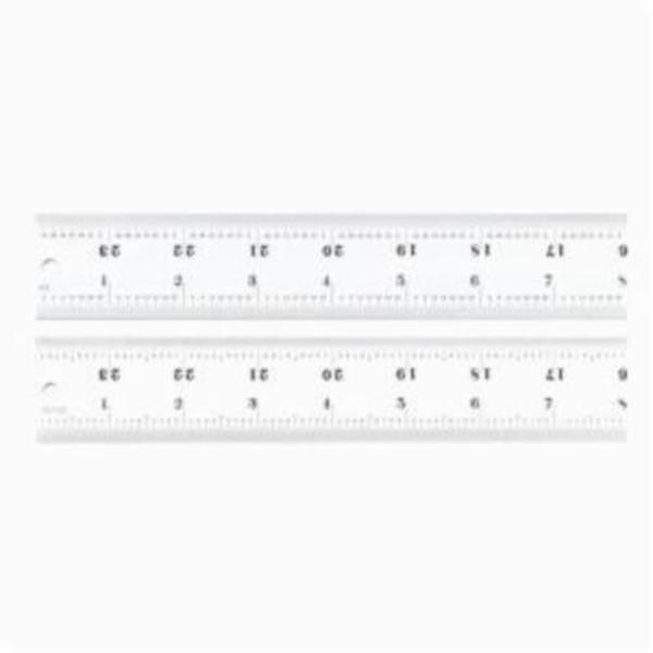 24 in. 16R Graduations Precision Heavy Spring Tempered Steel Rule, Satin Chrome