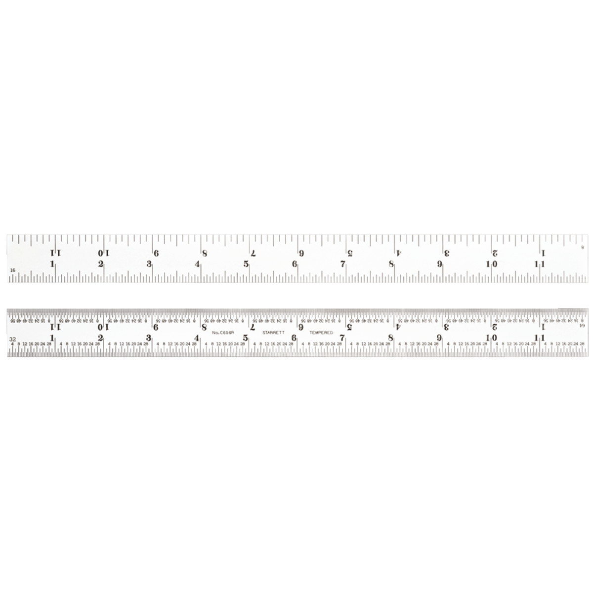 12 in. Spring Tempered Steel Rule with 4R Style Graduation