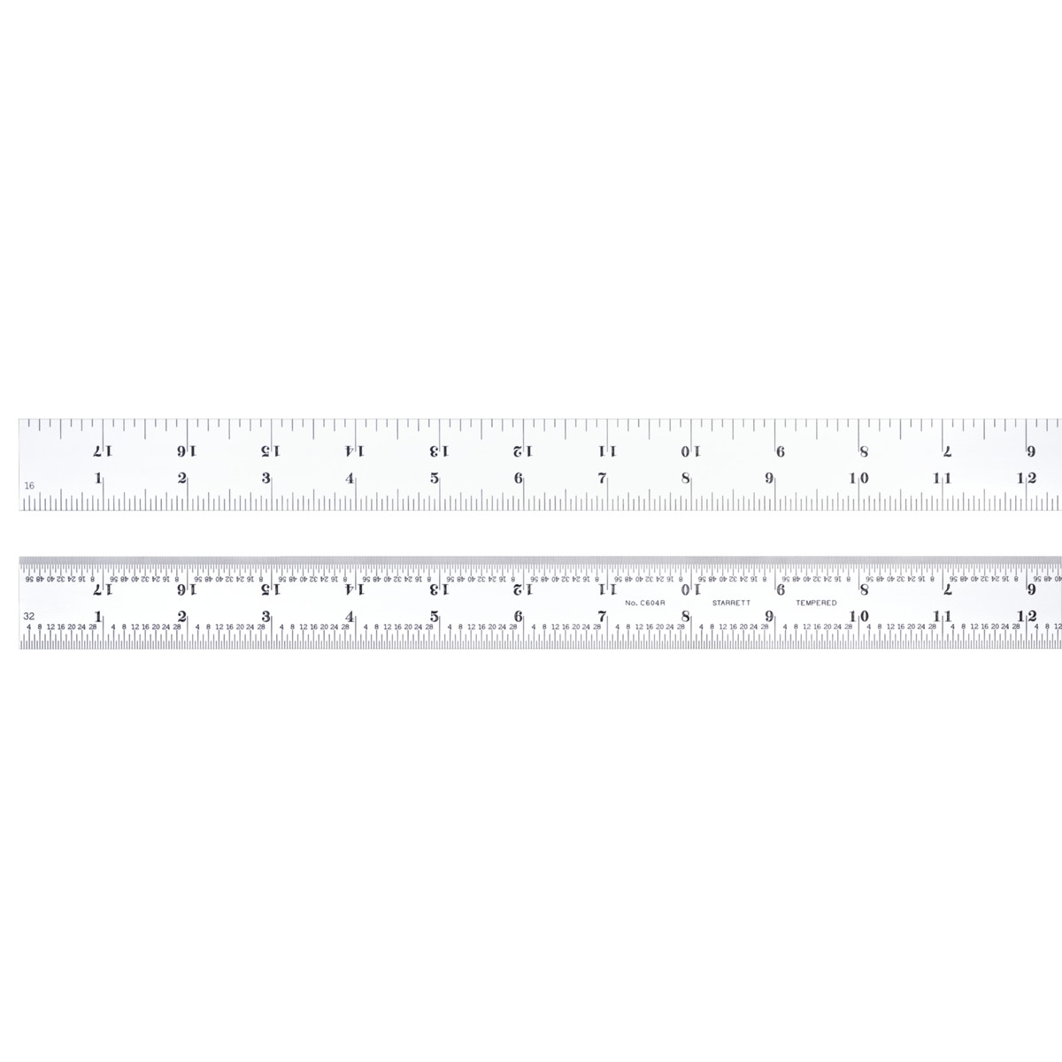 C604R-18 18 in. Spring Tempered Steel Rule with 4R Style Graduation