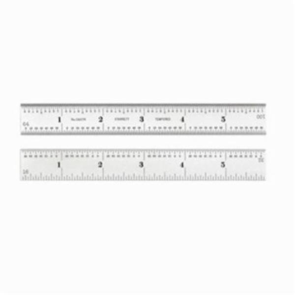 C607R-12 12 in. 7R Graduations Spring Tempered Precision Steel Rule, Silver