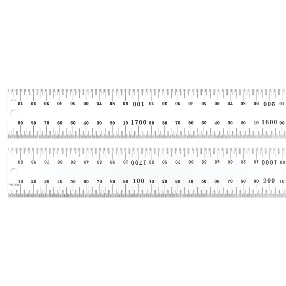 C635-1800MM 1800 mm Heavy Spring-Tempered Steel Rule with Millimeter Graduations & 0.5 mm on Both Sides