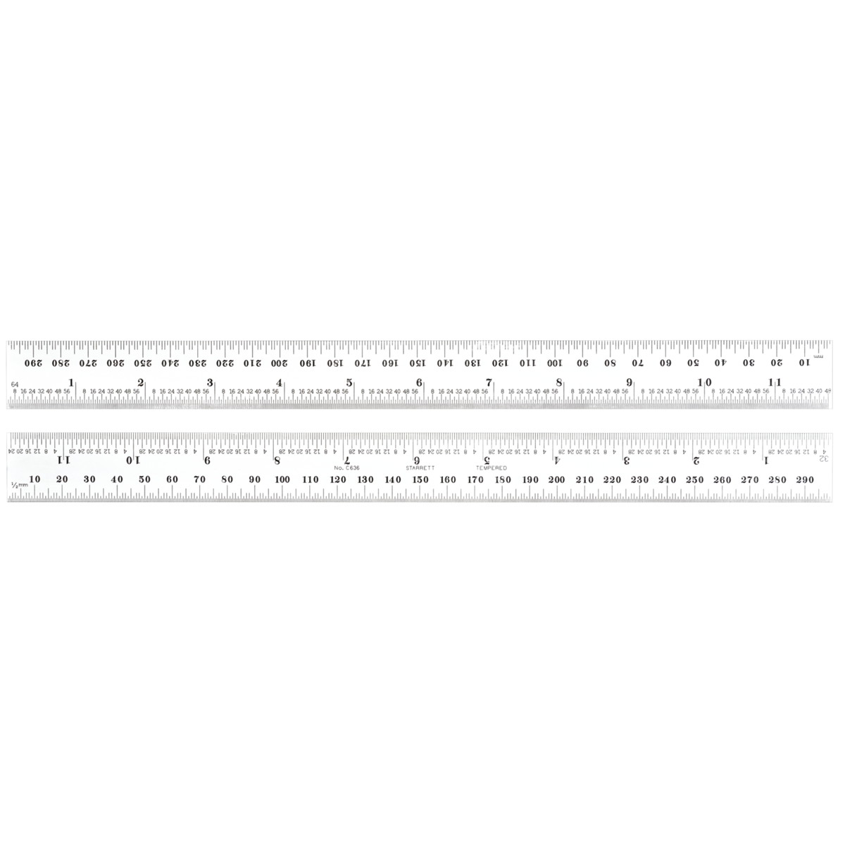 C636-300 1.75 in. Spring-Tempered Steel Rule with Millimeter & One Side Graduation