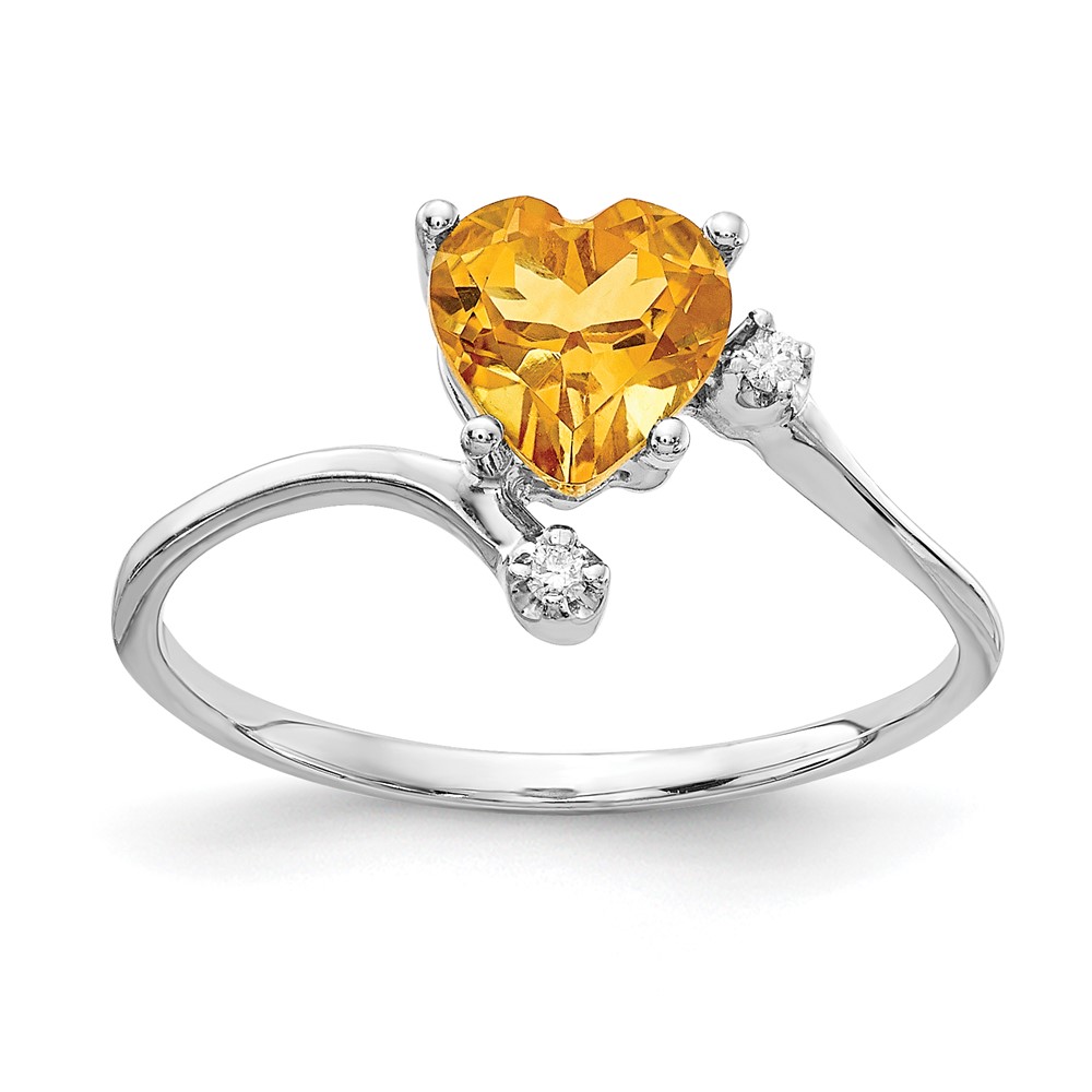 Picture of Finest Gold 14K White Gold Polished 0.02CT Diamond &amp; 6 mm Heart Gemstone Ring Mounting - Size 6