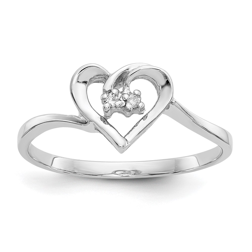 Picture of Finest Gold 14K White Gold 0.02 CTW Diamond Heart Mounting Ring&amp;#44; Size 6