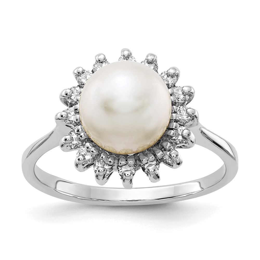 Picture of Finest Gold 14K White Gold 7.5 mm Pearl &amp; Diamond Ring Mounting - Size 6