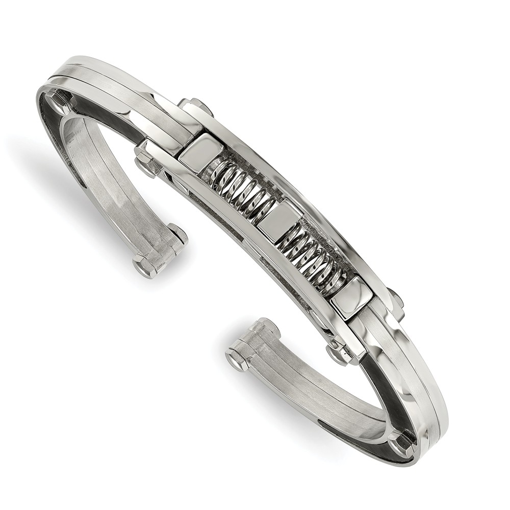Picture of Chisel SRB237 Stainless Steel Brushed & Polished Carbon Fiber Inlay Hinged Bangle