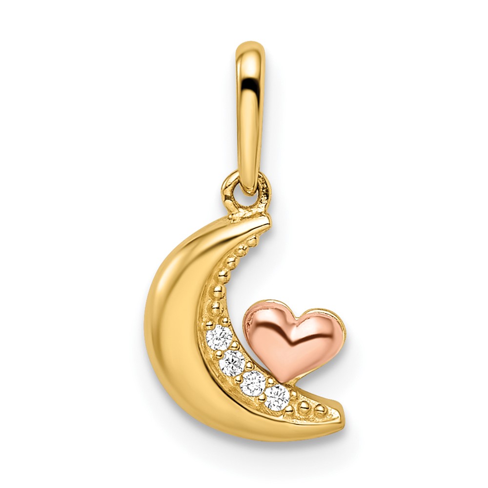 Picture of Finest Gold 14K Two-tone Madi K CZ Moon with Heart Pendant