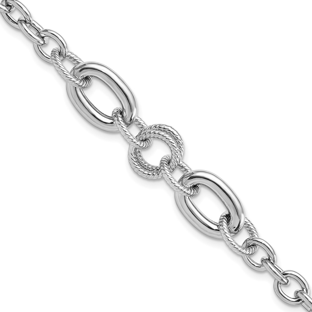 Picture of Finest Gold Sterling Silver Rhodium-Plated Fancy Textured Link Bracelet