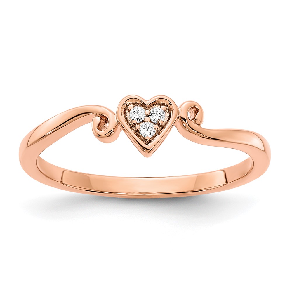 Picture of Finest Gold 14K Rose Gold Polished Heart Diamond Ring - Size 7