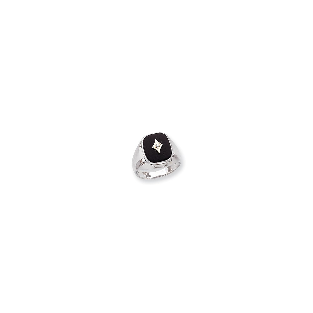 Picture of Quality Gold X9478W 14K White Gold Polished Mens Diamond & Onyx Ring Mounting - Size 10