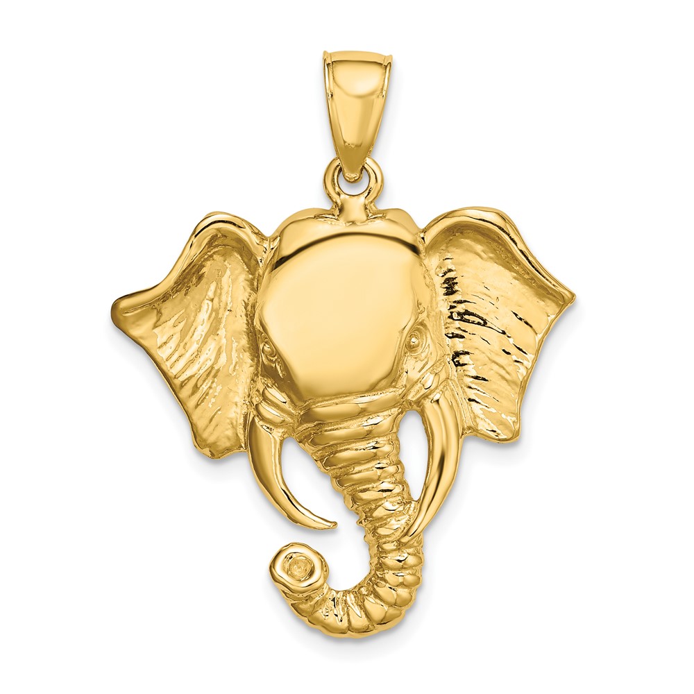 Picture of Finest Gold 10K 2-D Elephant Head with Twisted Trunk Charm