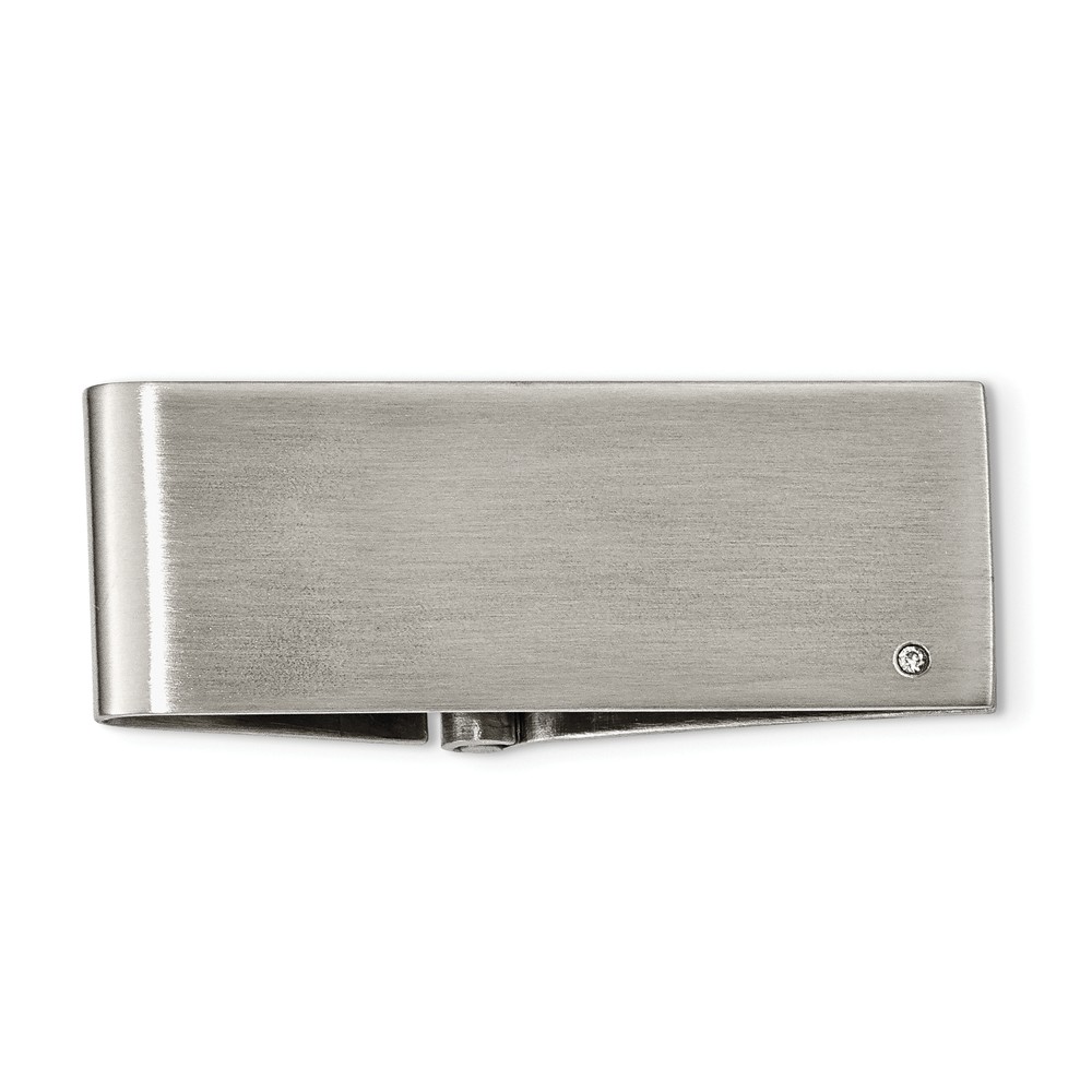 Picture of Chisel SRM122 Stainless Steel Brushed Diamond Accent Hinged Money Clip