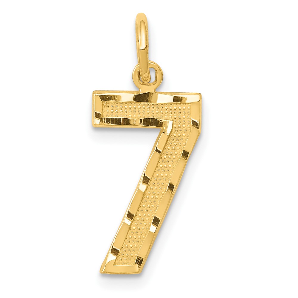 Picture of Finest Gold 10K Yellow Gold Casted Medium Diamond-Cut Number 7 Charm
