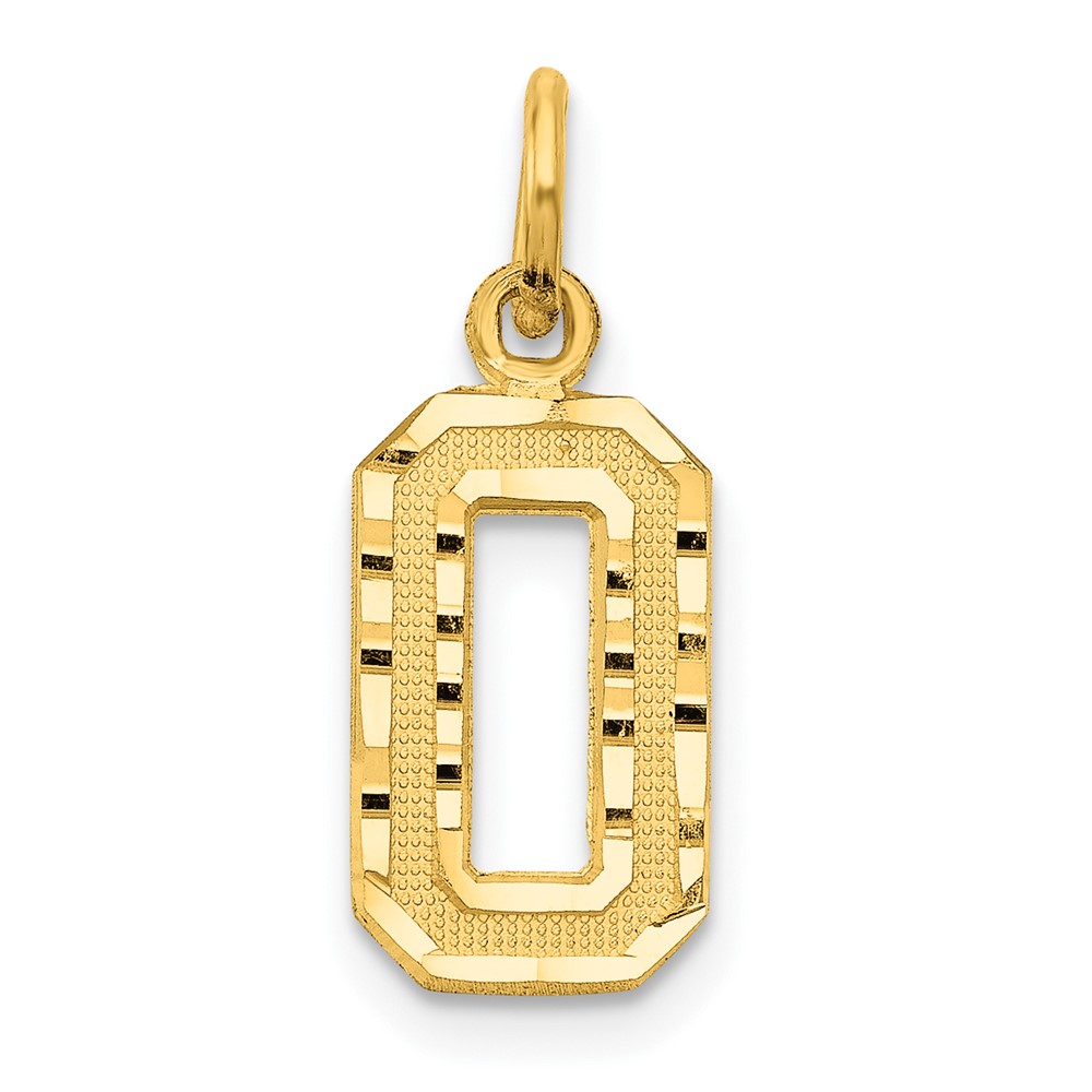Picture of Finest Gold 10K Yellow Gold Casted Small Diamond-Cut Number 0 Charm