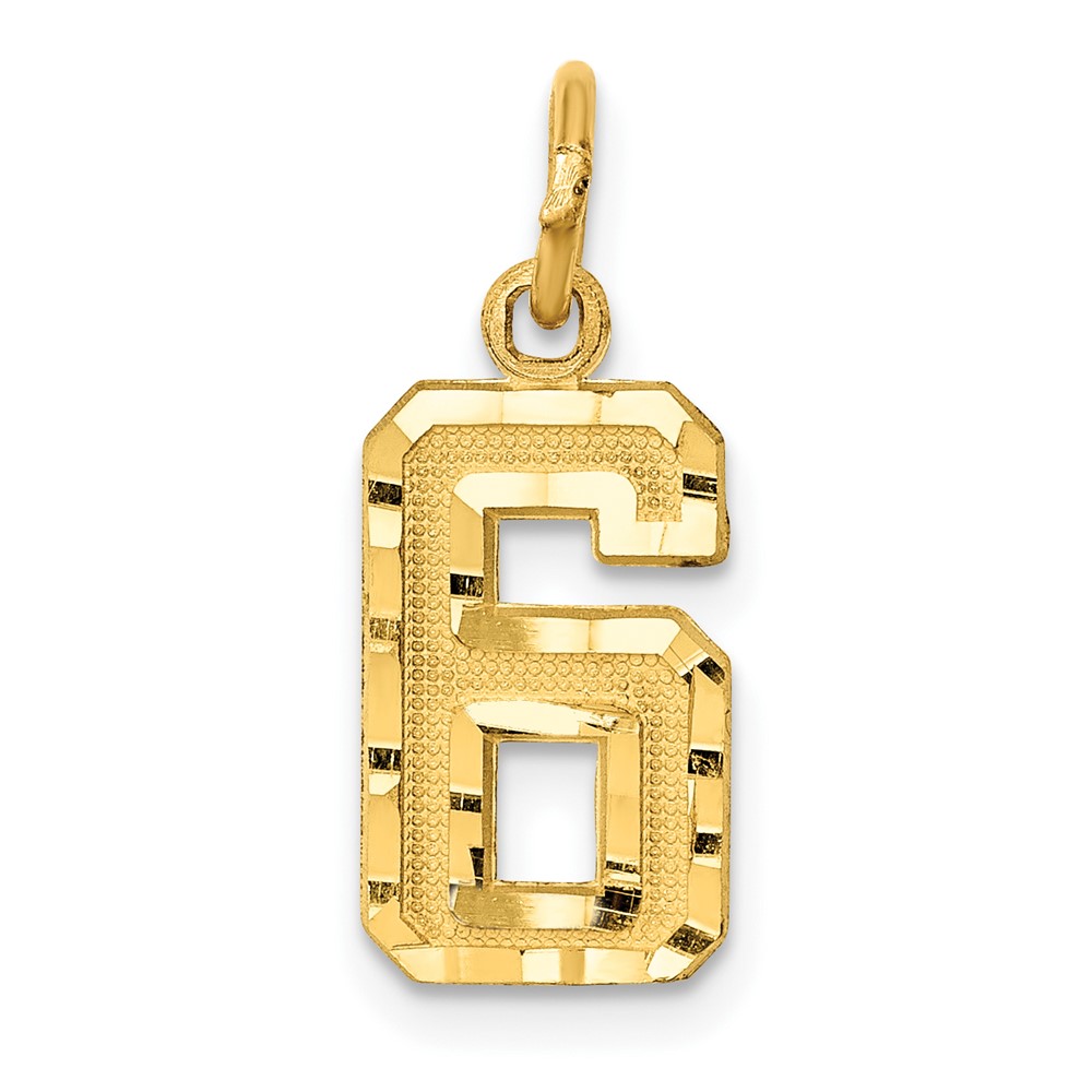 Picture of Finest Gold 10K Yellow Gold Casted Small Diamond-Cut Number 6 Charm