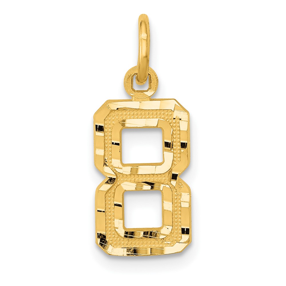Picture of Finest Gold 10K Yellow Gold Casted Small Diamond-Cut Number 8 Charm