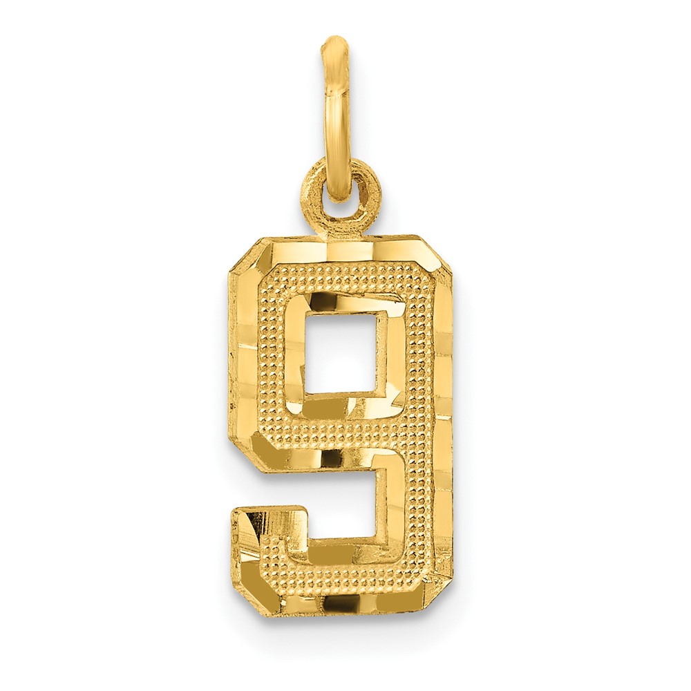 10K Yellow Gold Casted Small Diamond-cut Number 9 Charm -  Finest Gold, UBS10SN09