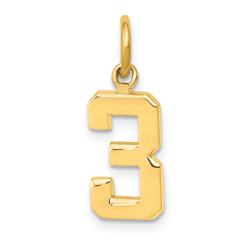 Picture of Finest Gold 10K Yellow Gold Casted Small Polished Number 3 Charm