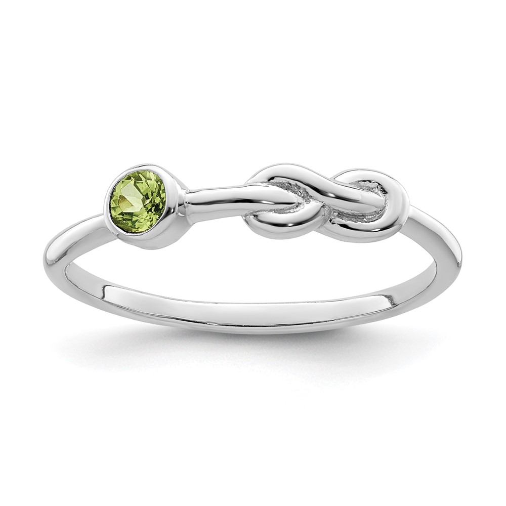 Picture of Finest Gold Sterling Silver Rhodium-Plated Polished Infinity Peridot Ring - Size 7