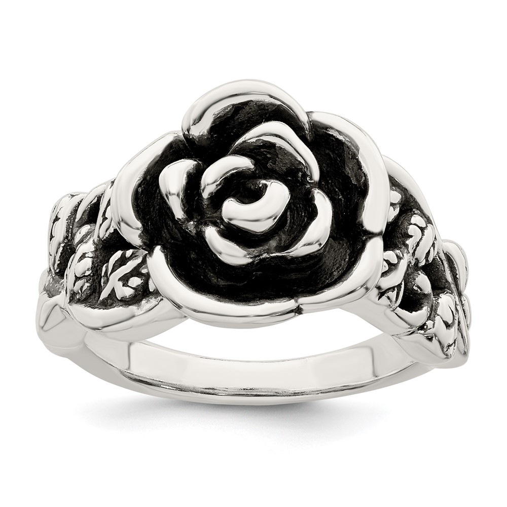 Picture of Finest Gold Sterling Silver Antiqued Rose Flower Ring&amp;#44; Size 7